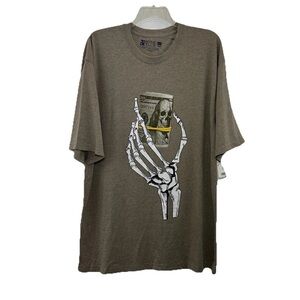NWT Newport Blue Graphic Print T-Shirt Mens XLT Tall Short Sleeve Gray Skeleton